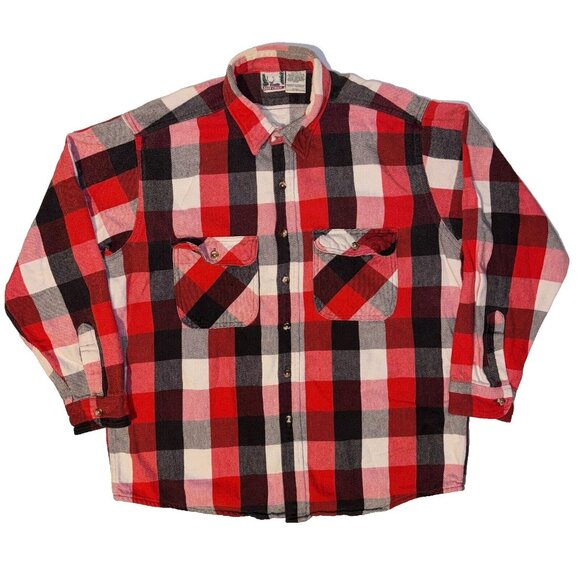 Vintage Deer Creek Red & Black Plaid Long Sleeve Button Up Outdoor Shirt - XL - Picture 1 of 6